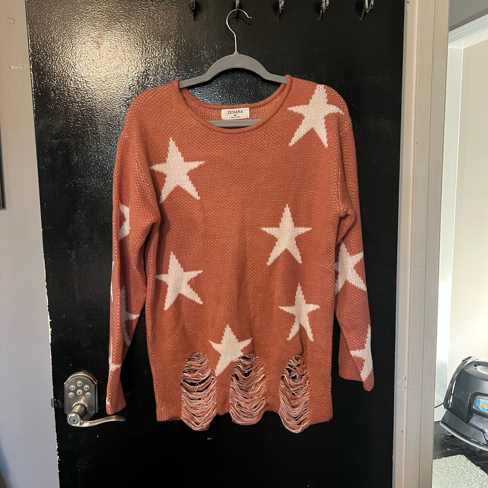 Zara Women's Orange Star Sweater